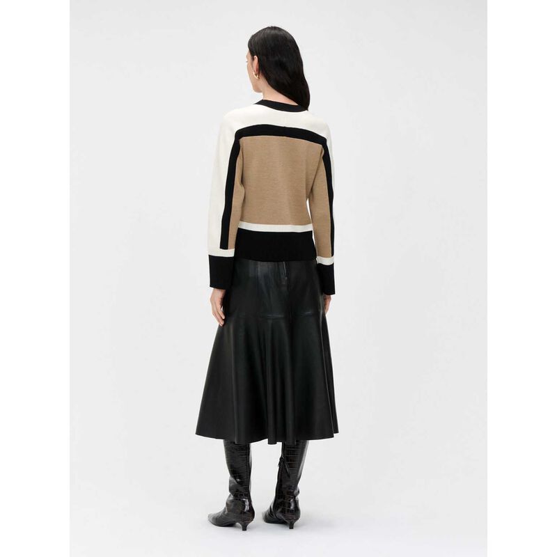 Veronika Maine Camel Colour Block Merino & Cotton Jumper image number 1